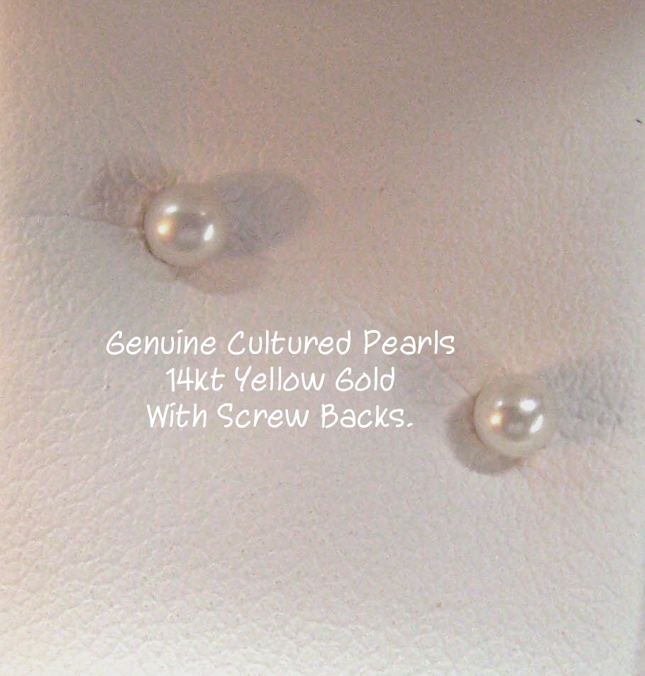 3mm Genuine Pearl Earrings
June Birthstone With Screw Backs.